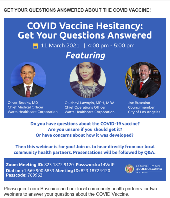 Covid Vaccine Zoom Meeting Flyer