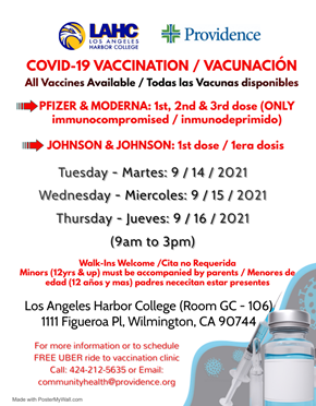 L A Harbor College Covid-19 Vaccination