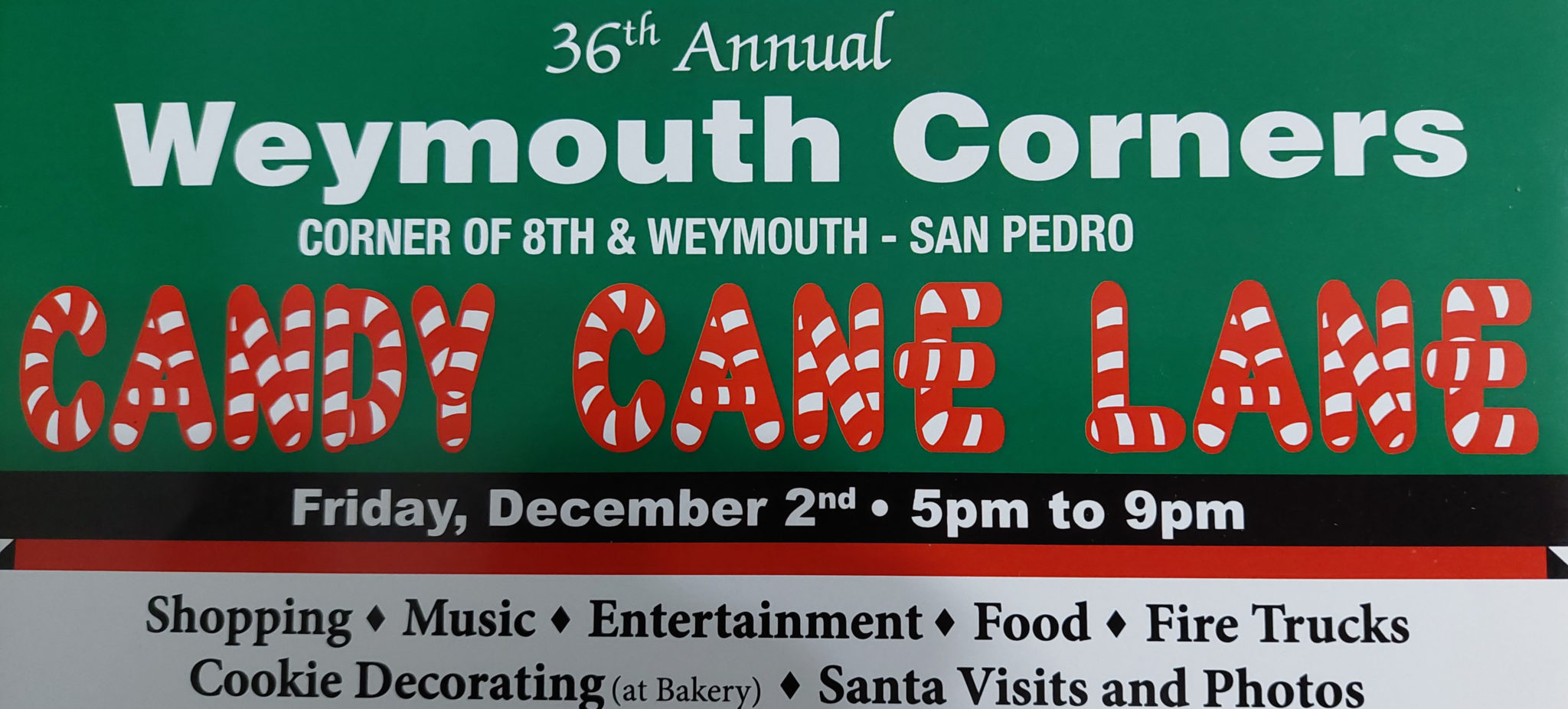 Weymouth Corners Candy Cane Lane San Pedro Calendar